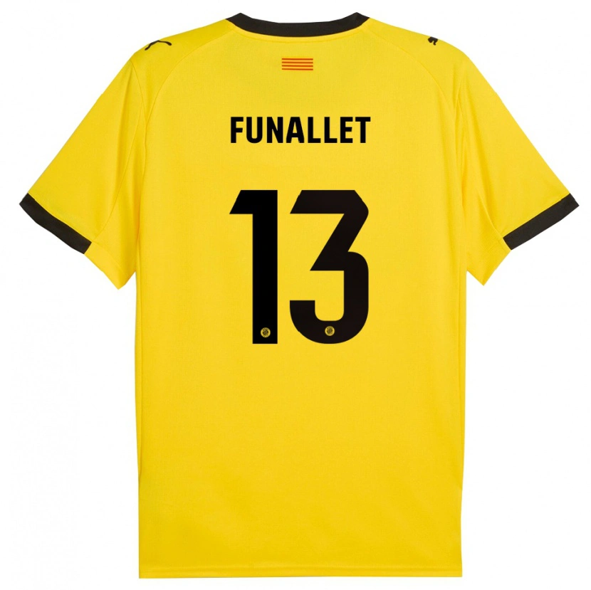 Danxen Homme Maillot Pau Funallet #13 Jaune Noir Tenues Extérieur 2025/26 T-Shirt