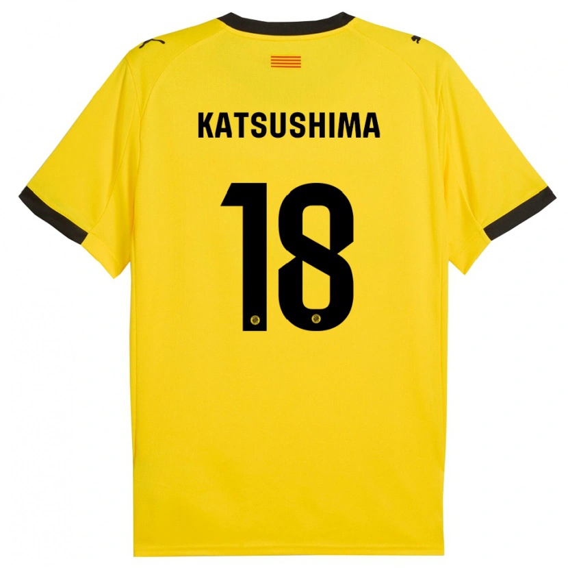 Danxen Homme Maillot Shinnosuke Katsushima #18 Jaune Noir Tenues Extérieur 2025/26 T-Shirt