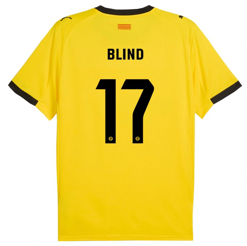 Danxen Homme Maillot Daley Blind #17 Jaune Noir Tenues Extérieur 2025/26 T-Shirt