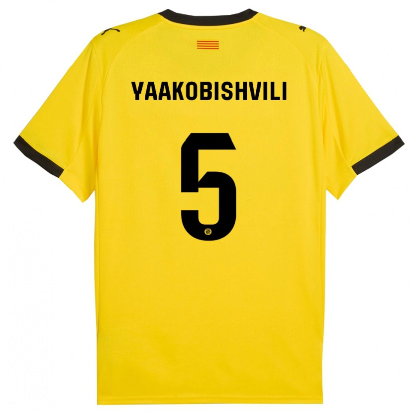 Danxen Homme Maillot Antal Yaakobishvili #5 Jaune Noir Tenues Extérieur 2025/26 T-Shirt