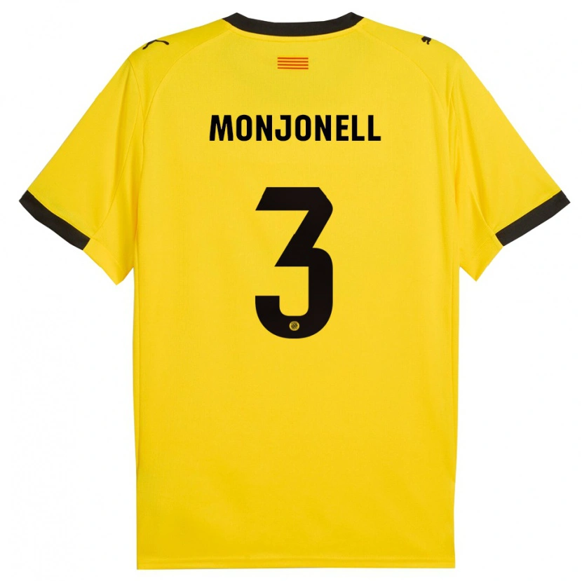 Danxen Homme Maillot Eric Monjonell #3 Jaune Noir Tenues Extérieur 2025/26 T-Shirt