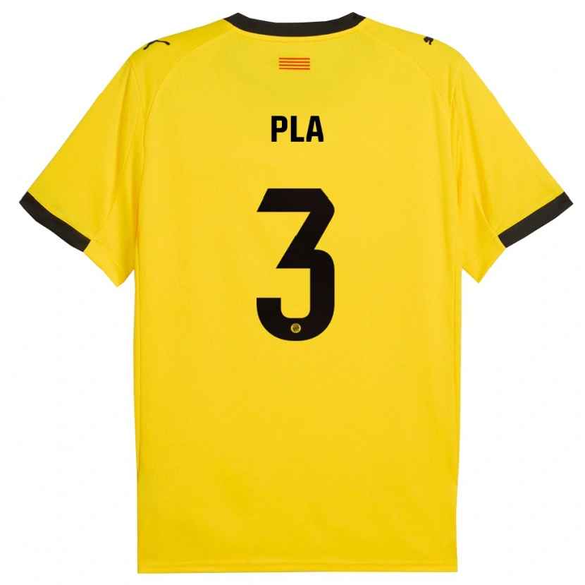 Danxen Homme Maillot Marta Pla #3 Jaune Noir Tenues Extérieur 2025/26 T-Shirt