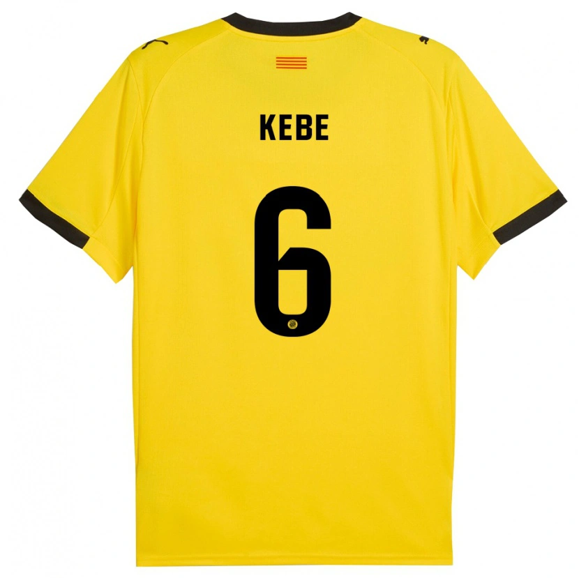 Danxen Homme Maillot Ibrahima Kébé #6 Jaune Noir Tenues Extérieur 2025/26 T-Shirt