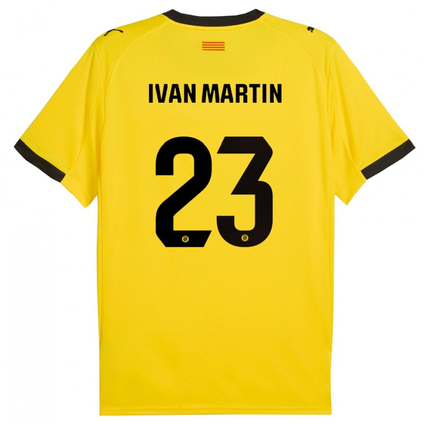 Danxen Homme Maillot Iván Martín #23 Jaune Noir Tenues Extérieur 2025/26 T-Shirt