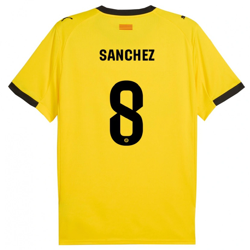Danxen Homme Maillot Miguel Ángel Sánchez #8 Jaune Noir Tenues Extérieur 2025/26 T-Shirt