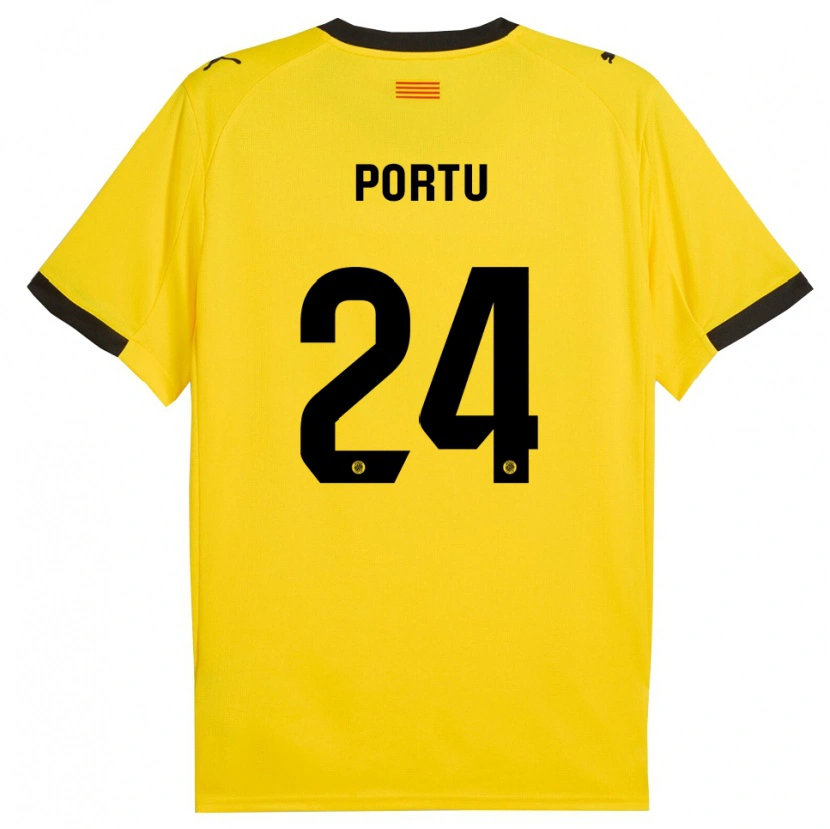 Danxen Homme Maillot Portu #24 Jaune Noir Tenues Extérieur 2025/26 T-Shirt