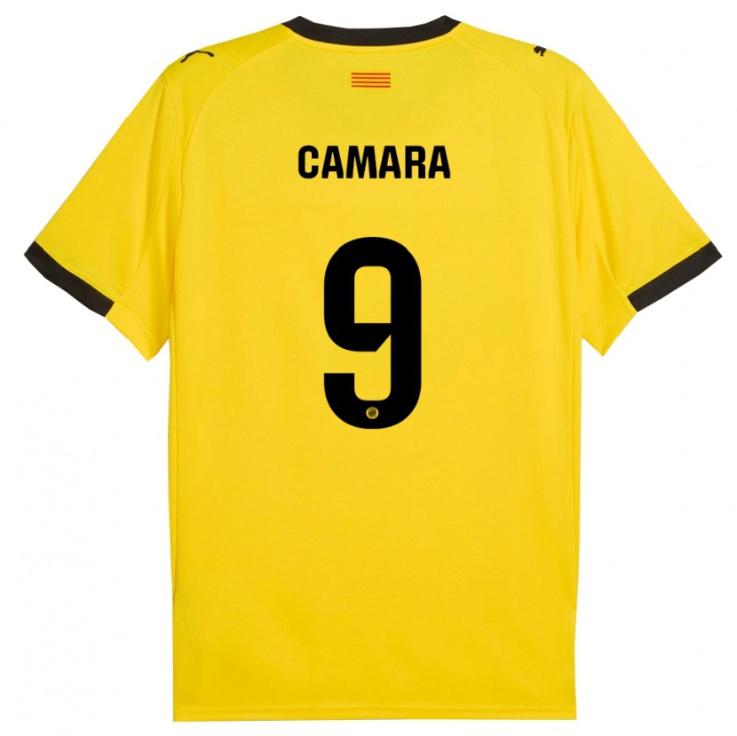 Danxen Homme Maillot Dawda Camara #9 Jaune Noir Tenues Extérieur 2025/26 T-Shirt