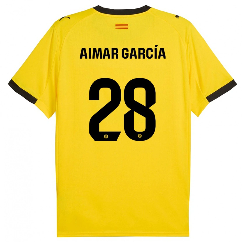 Danxen Homme Maillot Aimar García #28 Jaune Noir Tenues Extérieur 2025/26 T-Shirt