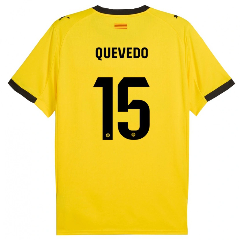 Danxen Homme Maillot Erik Quevedo #15 Jaune Noir Tenues Extérieur 2025/26 T-Shirt