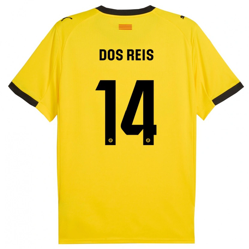 Danxen Homme Maillot Leo Dos Reis #14 Jaune Noir Tenues Extérieur 2025/26 T-Shirt