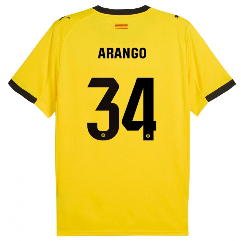 Danxen Homme Maillot Juan Arango #34 Jaune Noir Tenues Extérieur 2025/26 T-Shirt