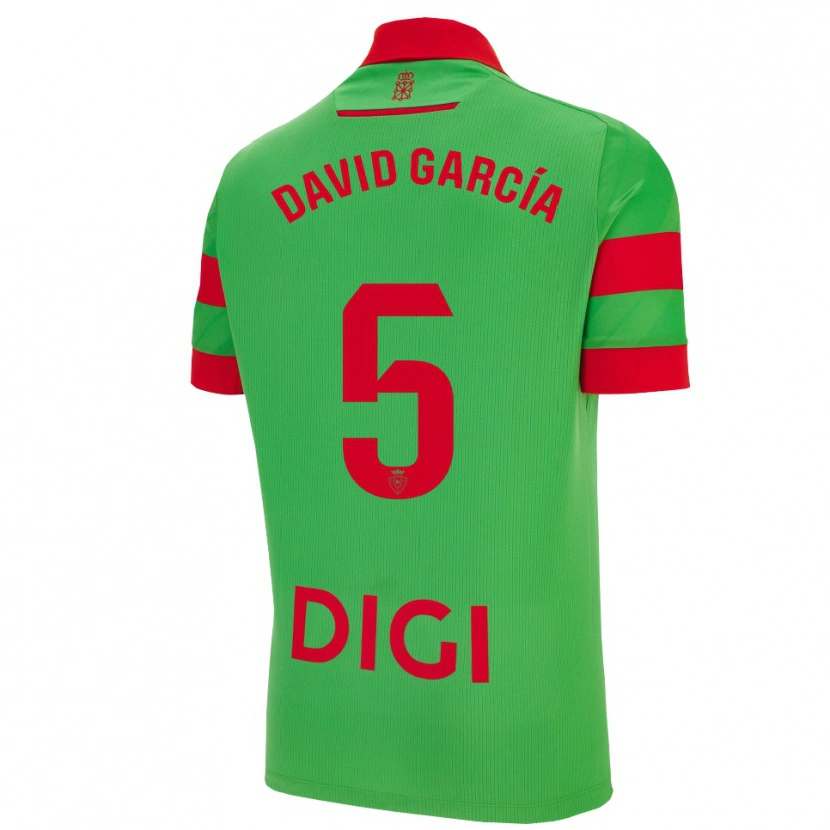 Danxen Homme Maillot David García #5 Vert Rouge Tenues Extérieur 2025/26 T-Shirt