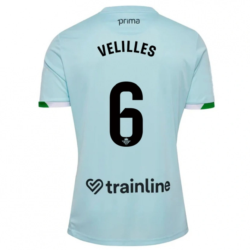 Danxen Homme Maillot Luis Velilles #6 Bleu Ciel Vert Tenues Extérieur 2025/26 T-Shirt