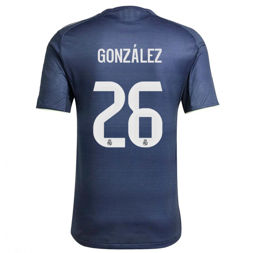 Danxen Homme Maillot Fran González #26 Marine Argent Tenues Extérieur 2025/26 T-Shirt