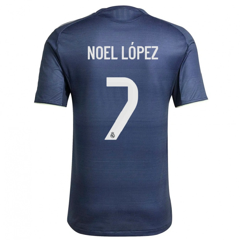 Danxen Homme Maillot Noel López #7 Marine Argent Tenues Extérieur 2025/26 T-Shirt