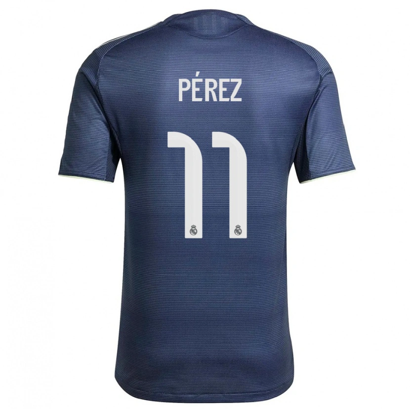 Danxen Homme Maillot Adrián Pérez #11 Marine Argent Tenues Extérieur 2025/26 T-Shirt