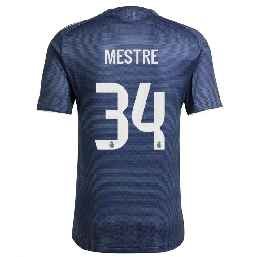 Danxen Homme Maillot Sergio Mestre #34 Marine Argent Tenues Extérieur 2025/26 T-Shirt