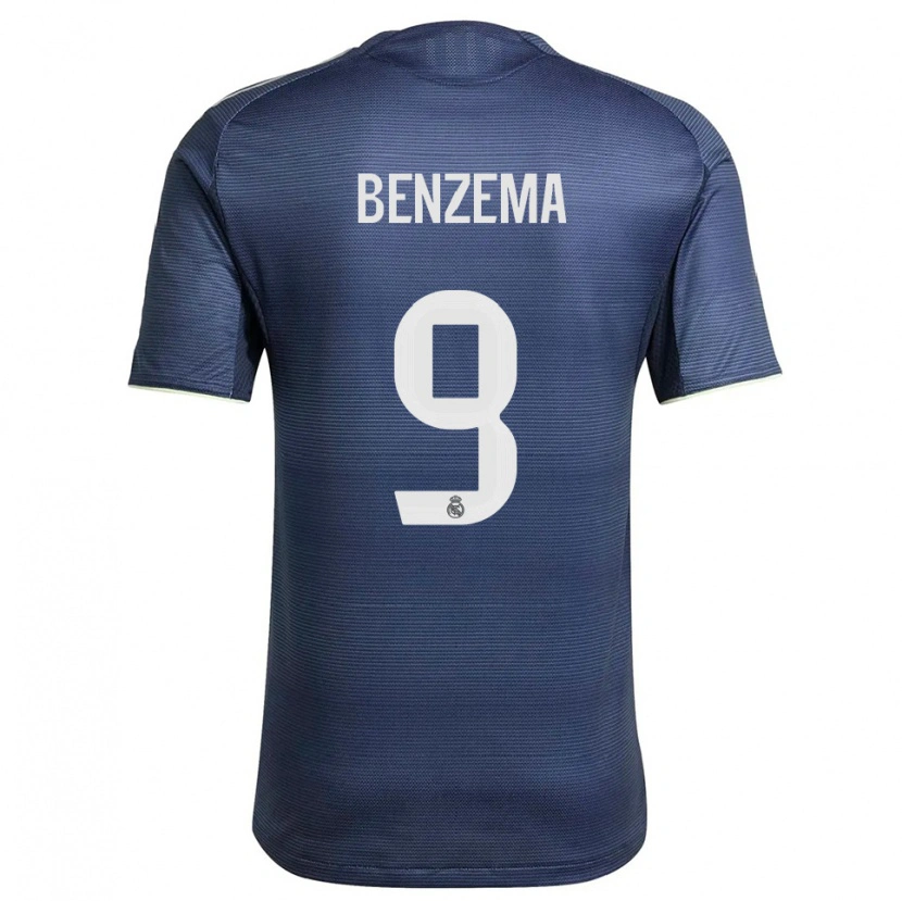 Danxen Homme Maillot Karim Benzema #9 Marine Argent Tenues Extérieur 2025/26 T-Shirt