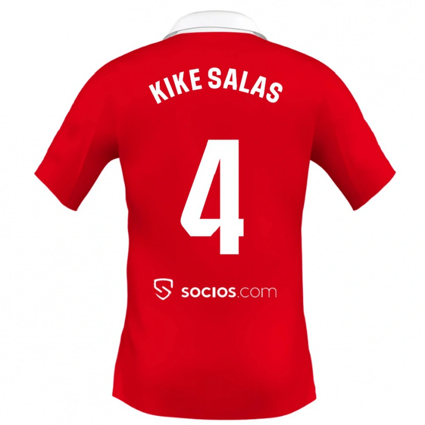 Danxen Homme Maillot Kike Salas #4 Rouge Blanc Gris Tenues Extérieur 2025/26 T-Shirt