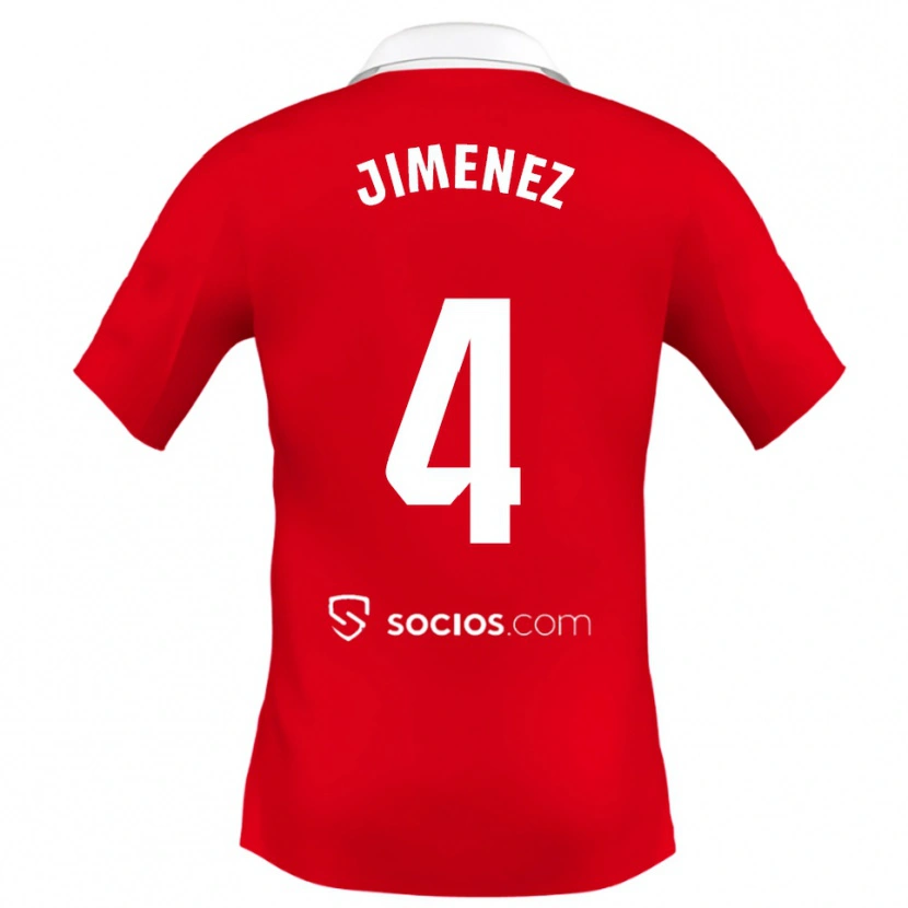 Danxen Homme Maillot Diego Jiménez #4 Rouge Blanc Gris Tenues Extérieur 2025/26 T-Shirt