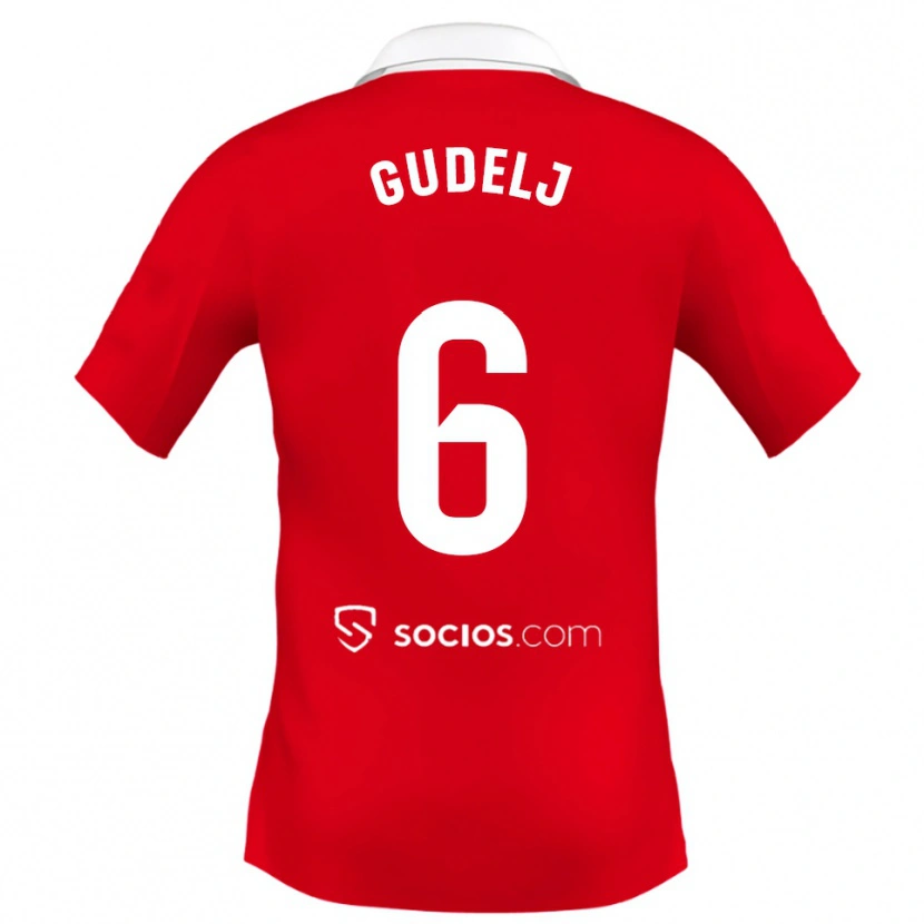 Danxen Homme Maillot Nemanja Gudelj #6 Rouge Blanc Gris Tenues Extérieur 2025/26 T-Shirt