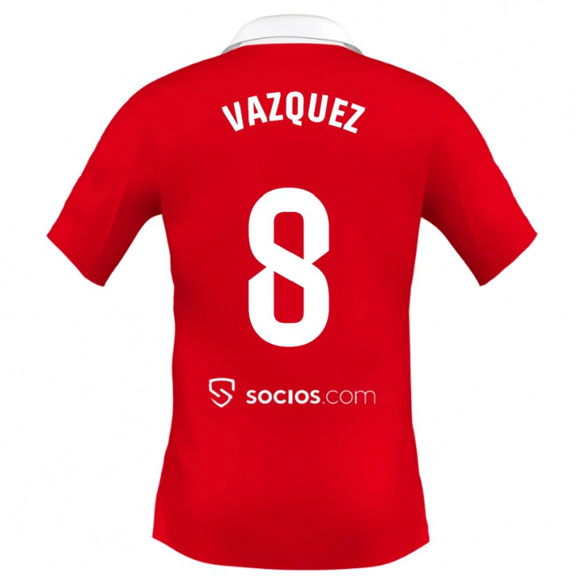 Danxen Homme Maillot Manolo Vazquez #8 Rouge Blanc Gris Tenues Extérieur 2025/26 T-Shirt