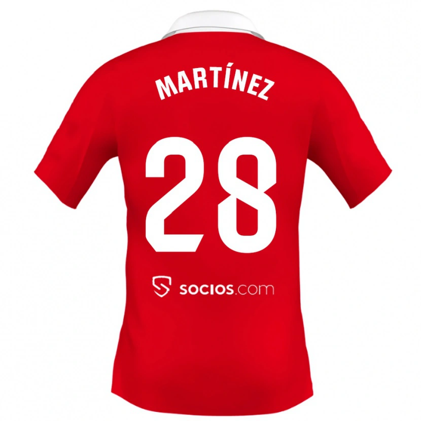 Danxen Homme Maillot Hugo Martínez #28 Rouge Blanc Gris Tenues Extérieur 2025/26 T-Shirt
