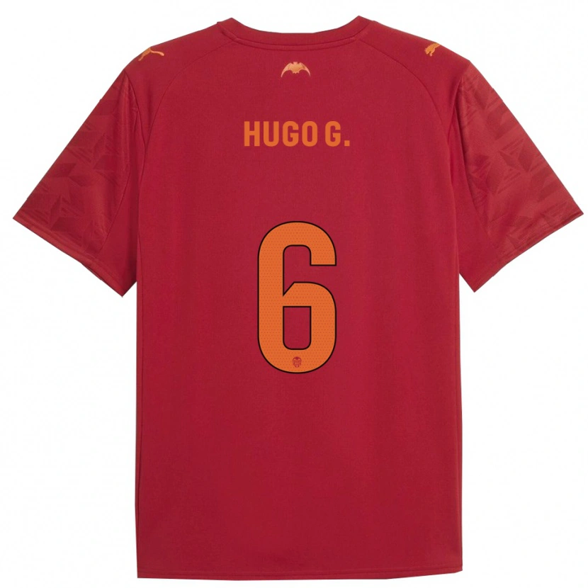 Danxen Homme Maillot Hugo Guillamón #6 Rouge Orange Tenues Extérieur 2025/26 T-Shirt