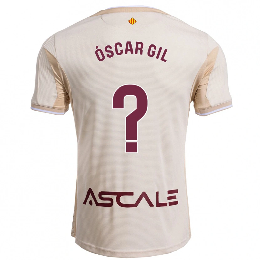 Danxen Homme Maillot Óscar Gil #0 Blanc Cassé Bourgogne Tenues Extérieur 2025/26 T-Shirt