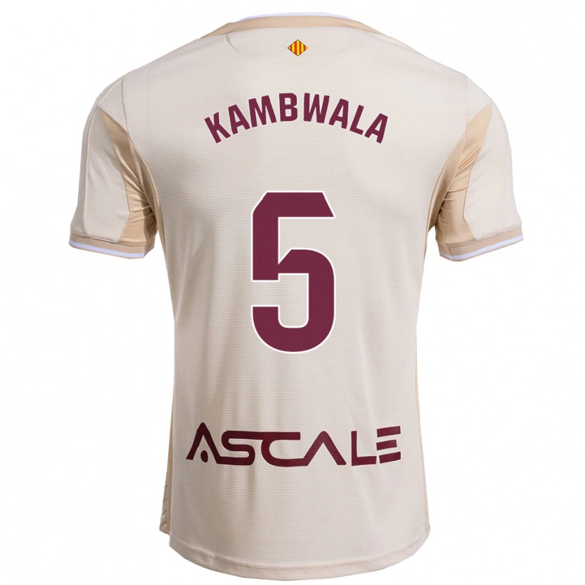 Danxen Homme Maillot Willy Kambwala #5 Blanc Cassé Bourgogne Tenues Extérieur 2025/26 T-Shirt