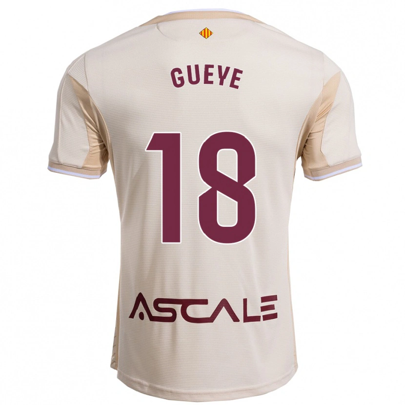 Danxen Homme Maillot Pape Gueye #18 Blanc Cassé Bourgogne Tenues Extérieur 2025/26 T-Shirt