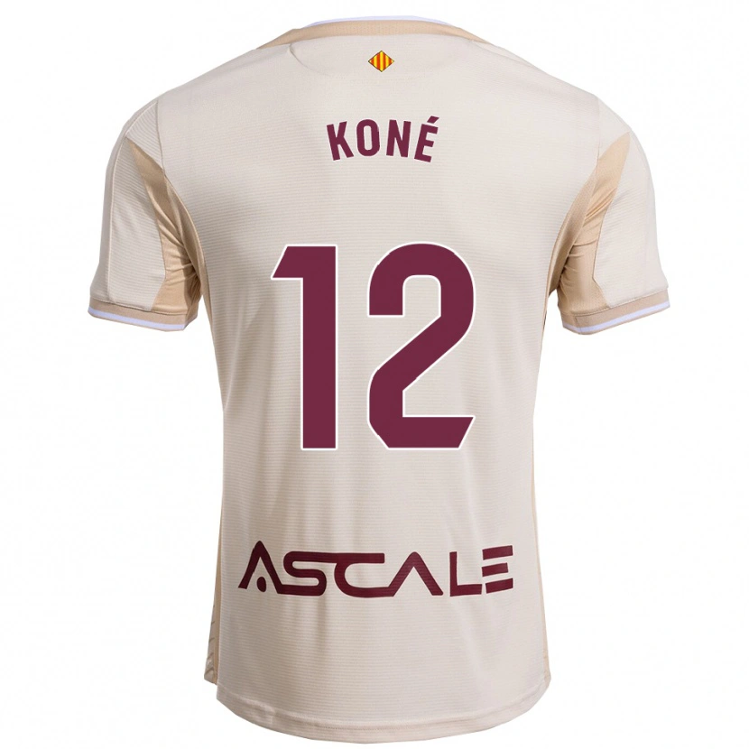 Danxen Homme Maillot Ayouba Koné #12 Blanc Cassé Bourgogne Tenues Extérieur 2025/26 T-Shirt