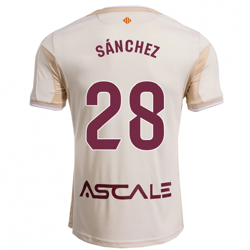 Danxen Homme Maillot Joel Sánchez #28 Blanc Cassé Bourgogne Tenues Extérieur 2025/26 T-Shirt
