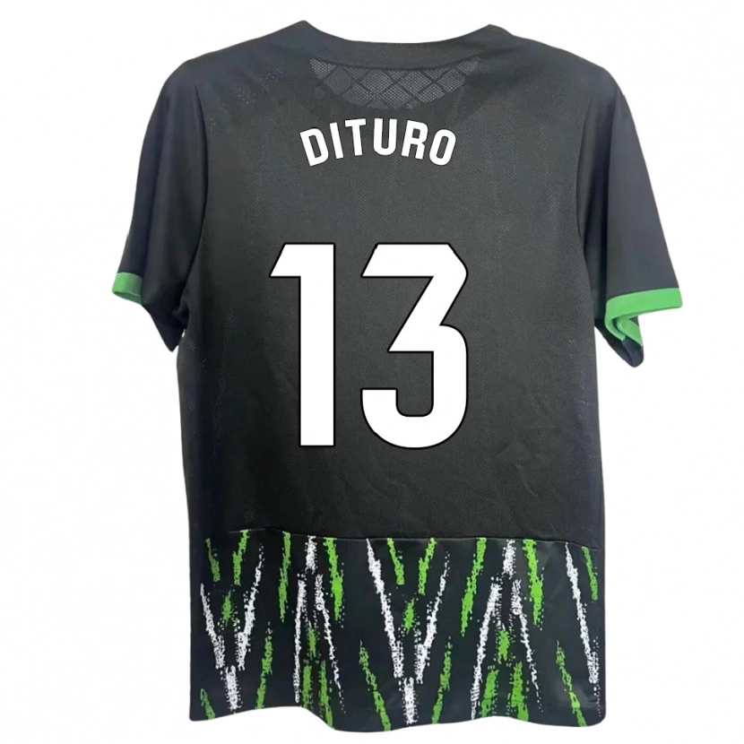 Danxen Homme Maillot Matías Dituro #13 Noir Vert Tenues Extérieur 2025/26 T-Shirt