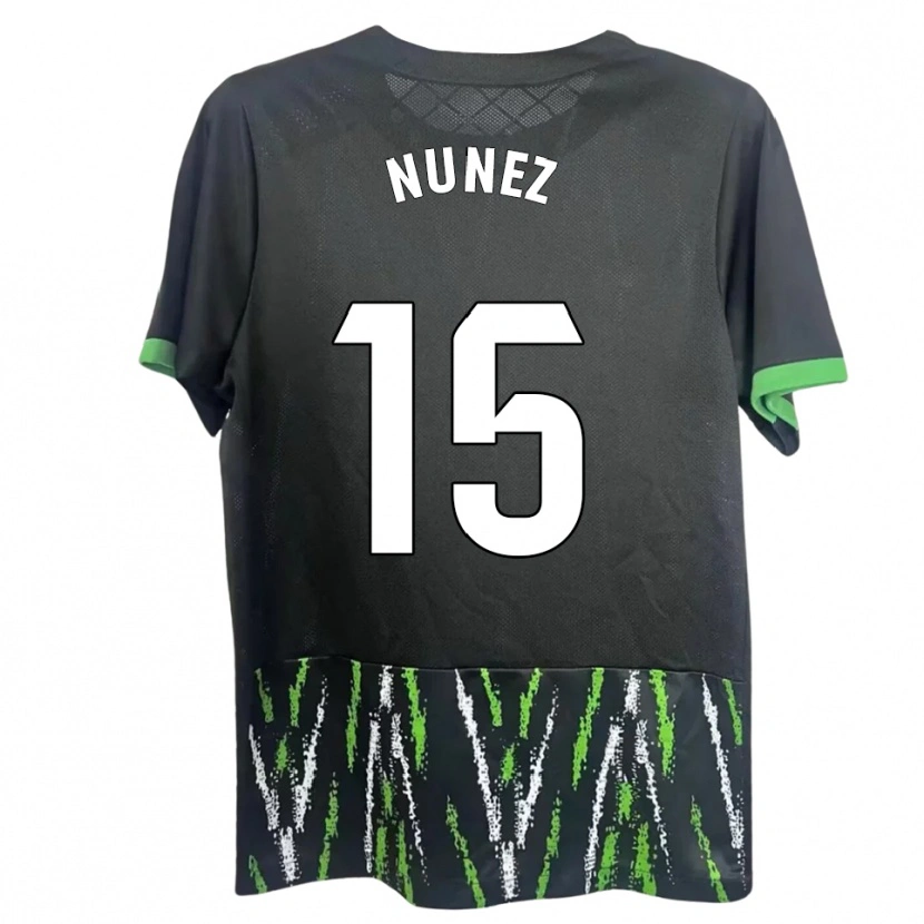 Danxen Homme Maillot Álvaro Núñez #15 Noir Vert Tenues Extérieur 2025/26 T-Shirt