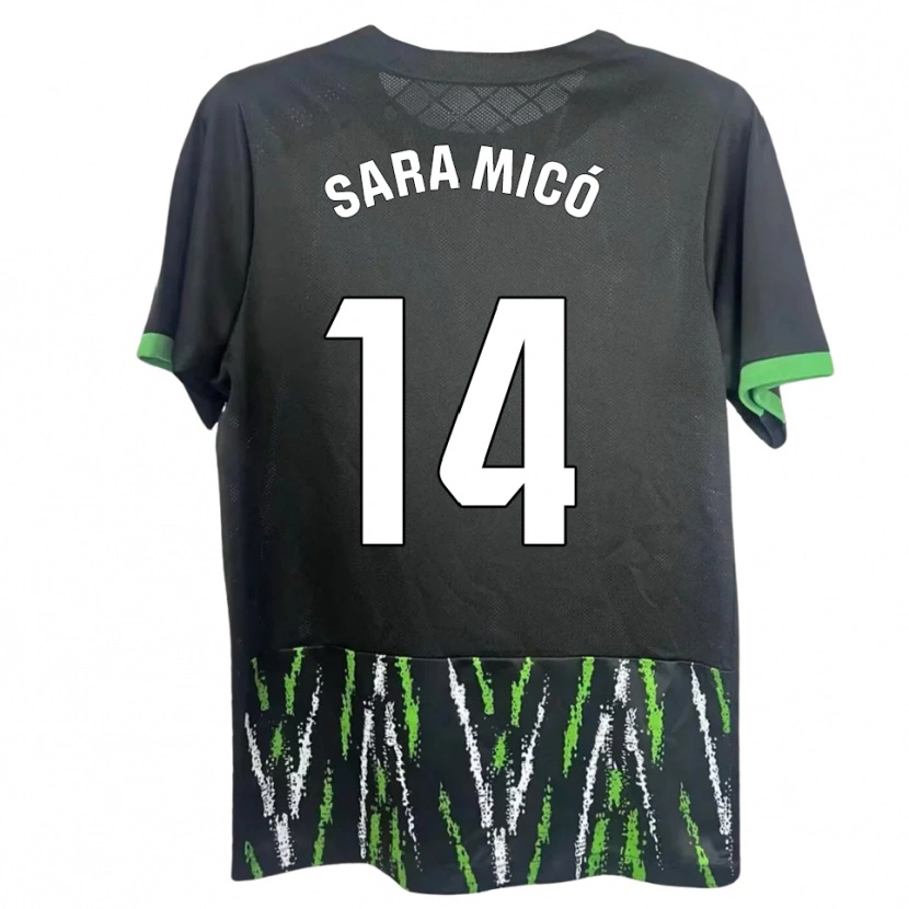 Danxen Homme Maillot Sara Micó Soler #14 Noir Vert Tenues Extérieur 2025/26 T-Shirt
