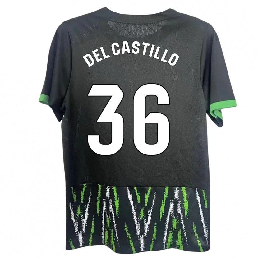 Danxen Homme Maillot Gonzalo Del Castillo #36 Noir Vert Tenues Extérieur 2025/26 T-Shirt