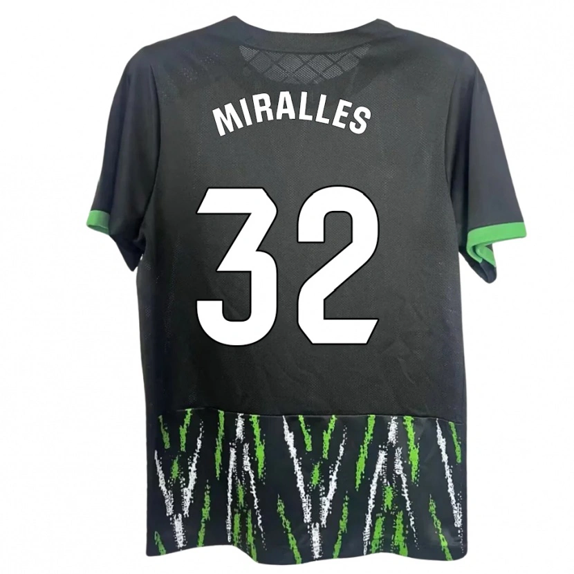 Danxen Homme Maillot Álvaro Miralles #32 Noir Vert Tenues Extérieur 2025/26 T-Shirt