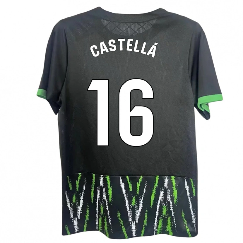 Danxen Homme Maillot Didac Castellá #16 Noir Vert Tenues Extérieur 2025/26 T-Shirt