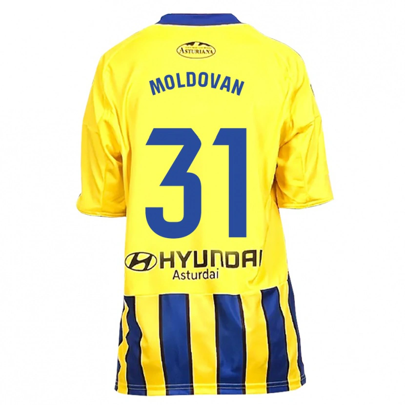 Danxen Homme Maillot Horațiu Moldovan #31 Jaune Bleu Tenues Extérieur 2025/26 T-Shirt