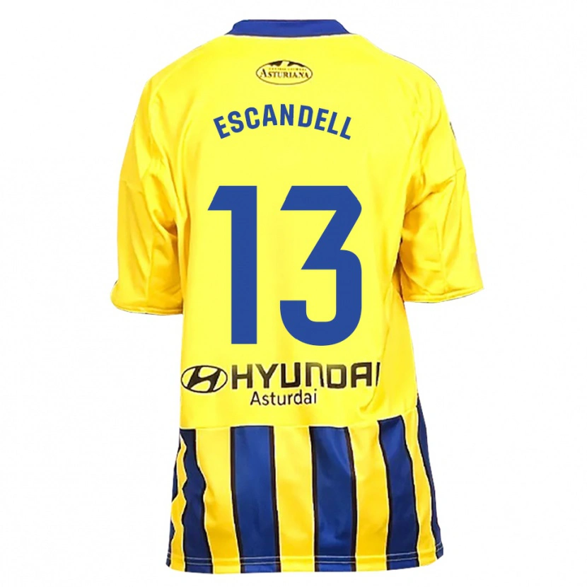 Danxen Homme Maillot Aarón Escandell #13 Jaune Bleu Tenues Extérieur 2025/26 T-Shirt