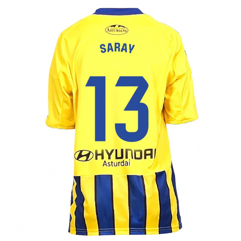 Danxen Homme Maillot Saray Vázquez Alonso #13 Jaune Bleu Tenues Extérieur 2025/26 T-Shirt