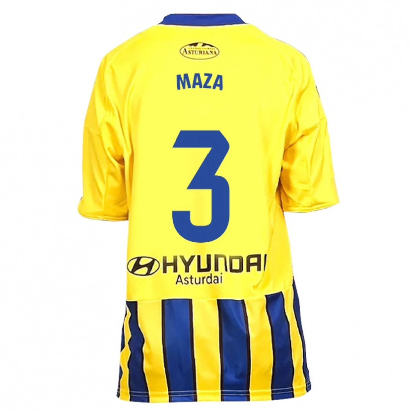Danxen Homme Maillot Óscar Maza #3 Jaune Bleu Tenues Extérieur 2025/26 T-Shirt