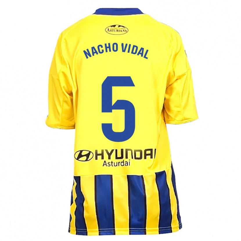 Danxen Homme Maillot Nacho Vidal #5 Jaune Bleu Tenues Extérieur 2025/26 T-Shirt
