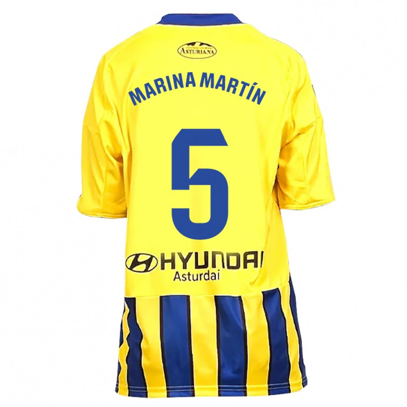 Danxen Homme Maillot Marina Martín #5 Jaune Bleu Tenues Extérieur 2025/26 T-Shirt