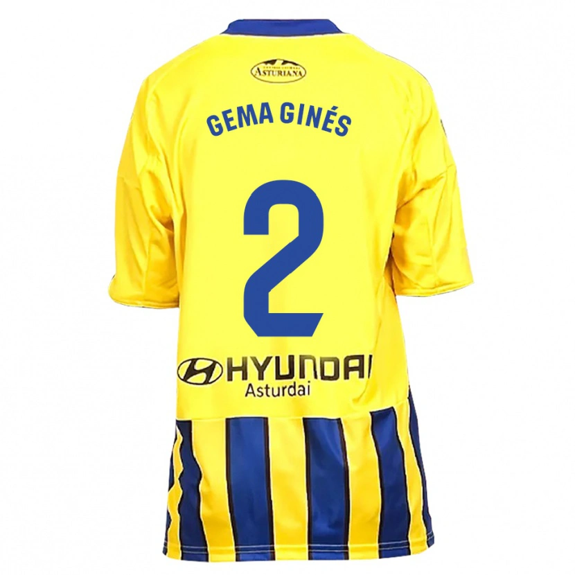 Danxen Homme Maillot Gema Ginés #2 Jaune Bleu Tenues Extérieur 2025/26 T-Shirt