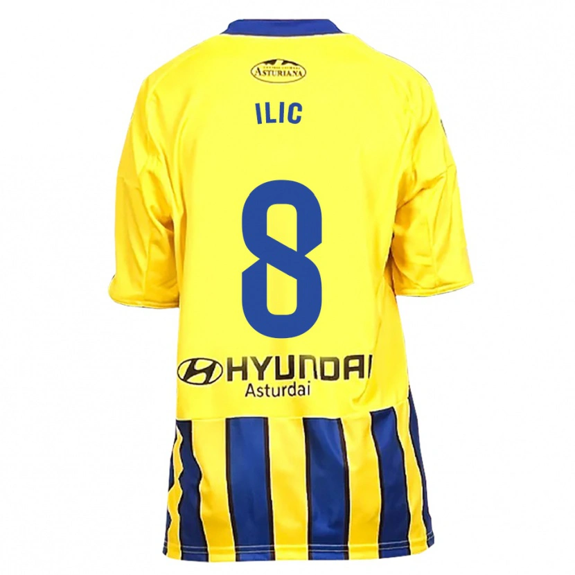 Danxen Homme Maillot Luka Ilic #8 Jaune Bleu Tenues Extérieur 2025/26 T-Shirt