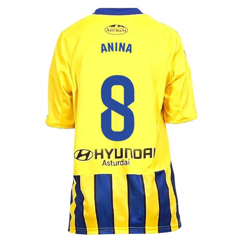 Danxen Homme Maillot Ana Menéndez García #8 Jaune Bleu Tenues Extérieur 2025/26 T-Shirt