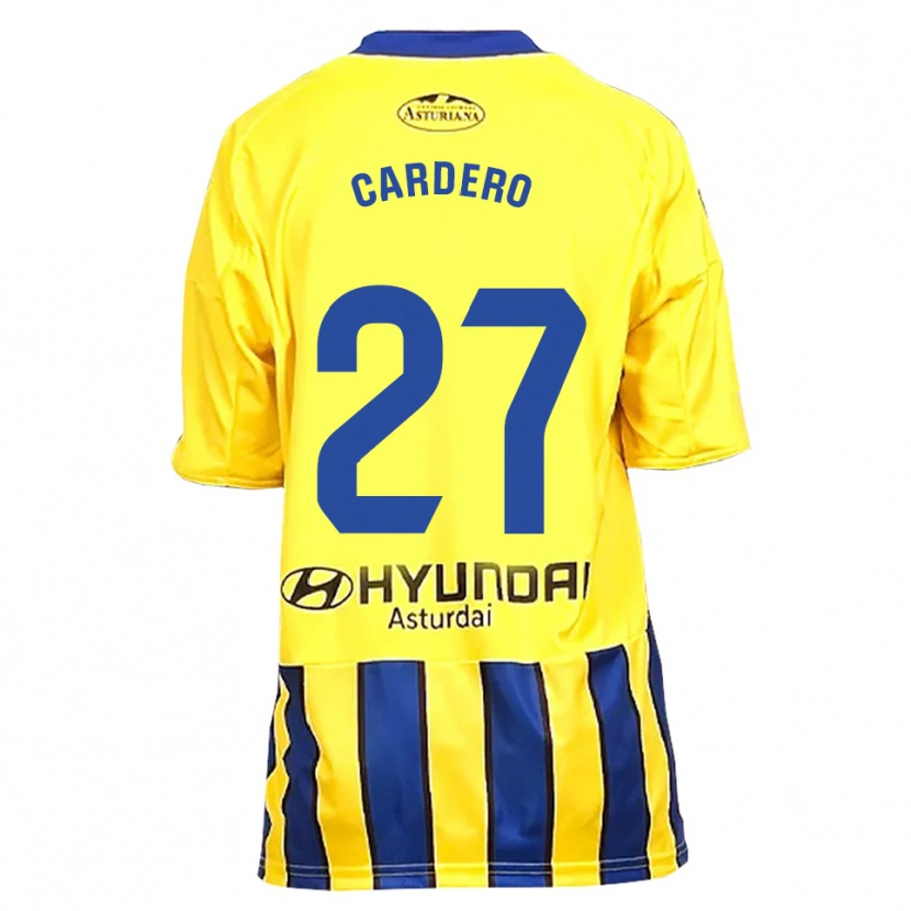 Danxen Homme Maillot Álex Cardero #27 Jaune Bleu Tenues Extérieur 2025/26 T-Shirt