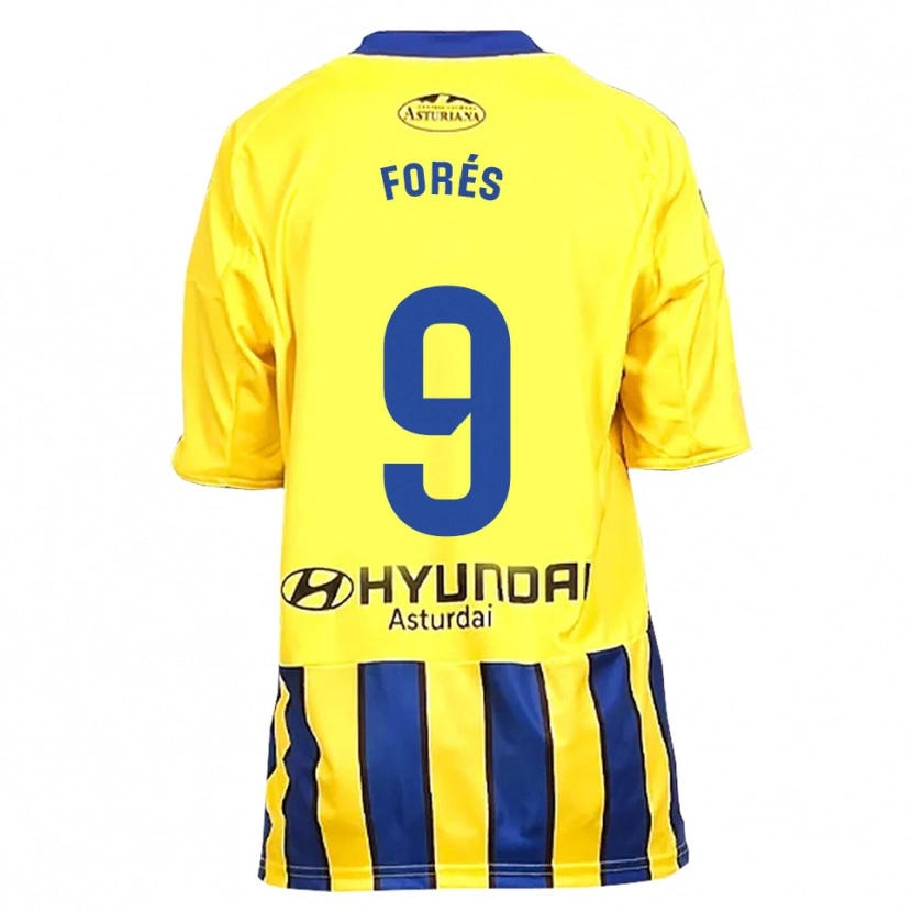 Danxen Homme Maillot Álex Forés #9 Jaune Bleu Tenues Extérieur 2025/26 T-Shirt